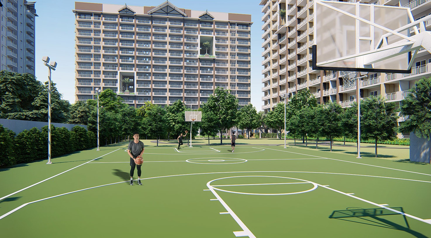 Artists illustration of the basketball court.